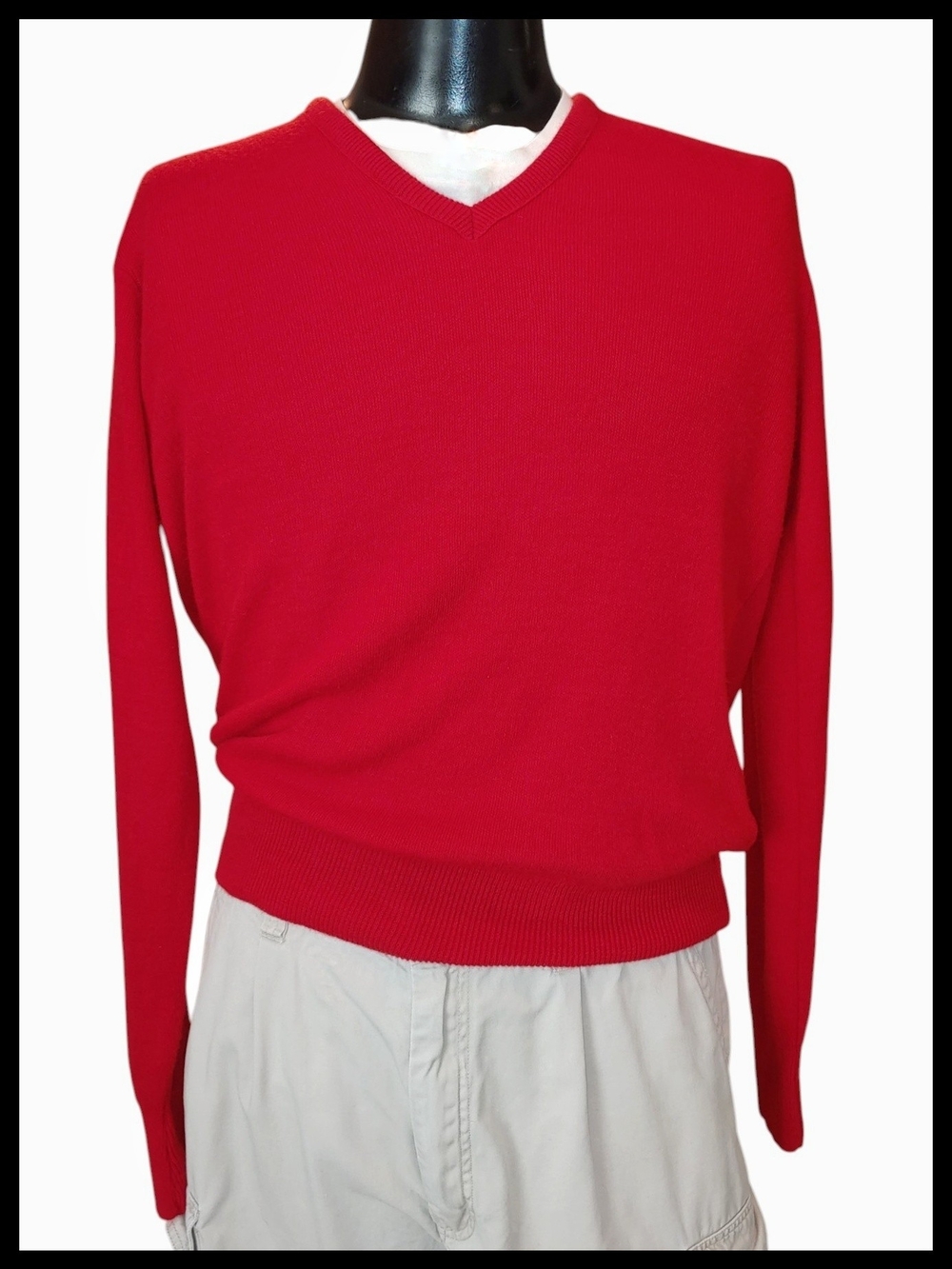 Vintage Puritan Red V-Neck Sweater - Picture 1 of 4